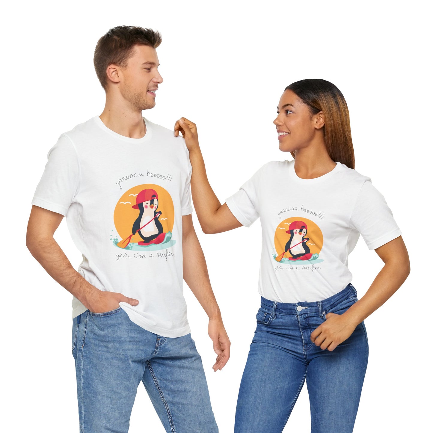 Cute Penguin Surfing Tee, Unisex