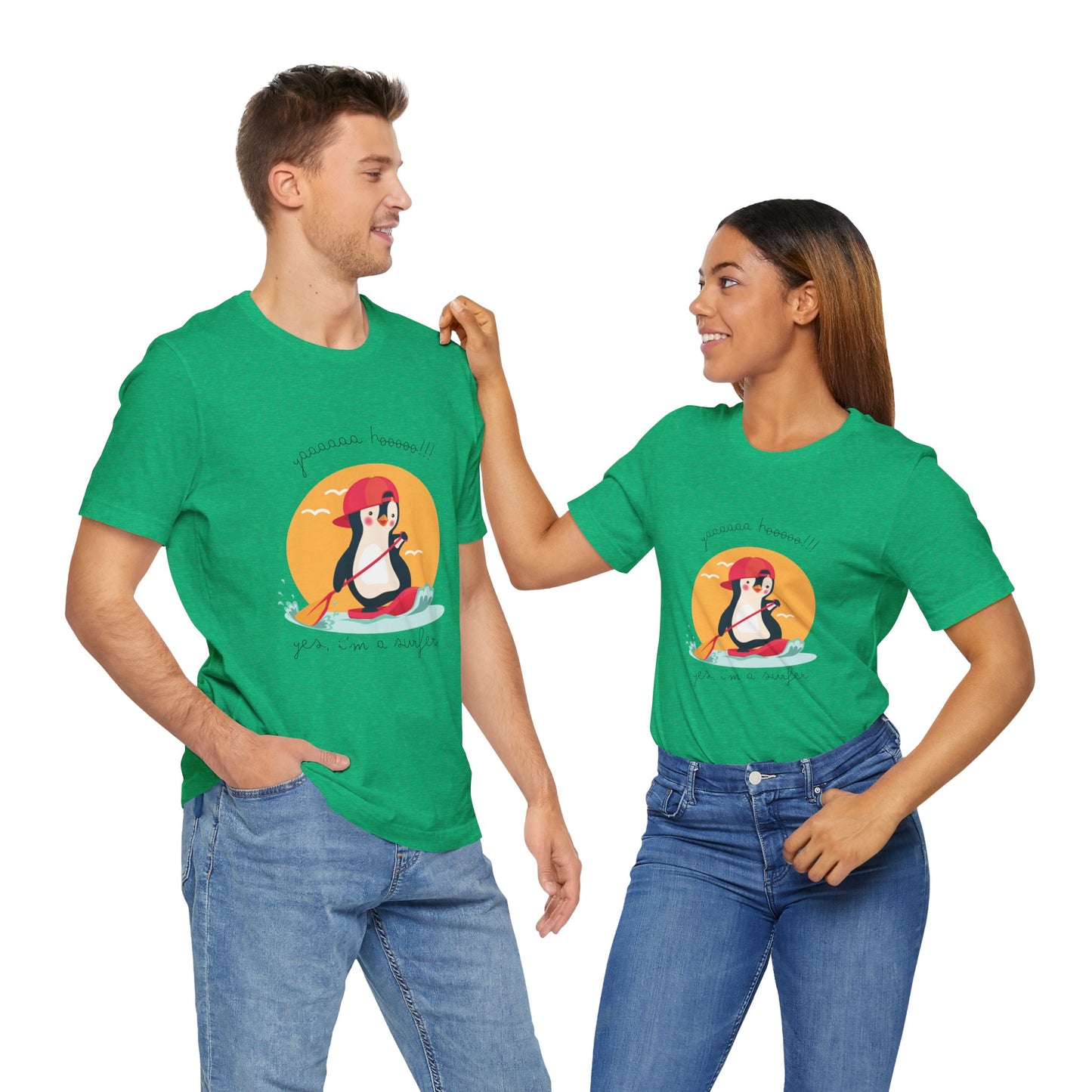 Cute Penguin Surfing Tee, Unisex
