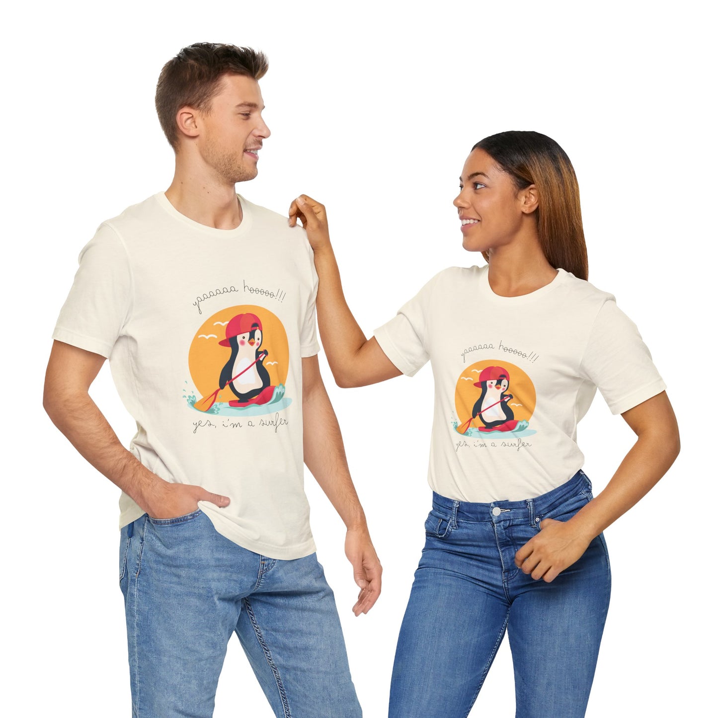Cute Penguin Surfing Tee, Unisex