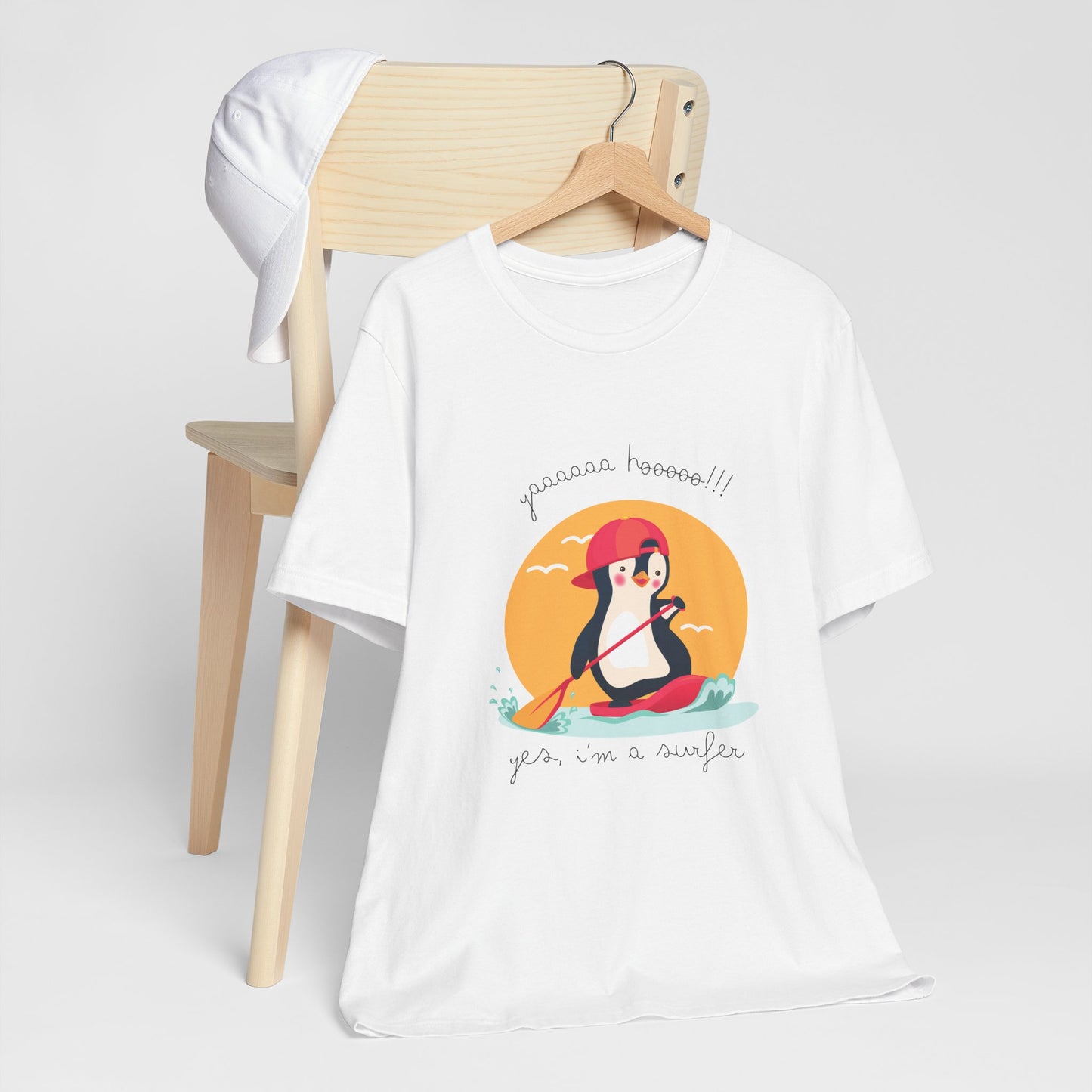 Cute Penguin Surfing Tee, Unisex