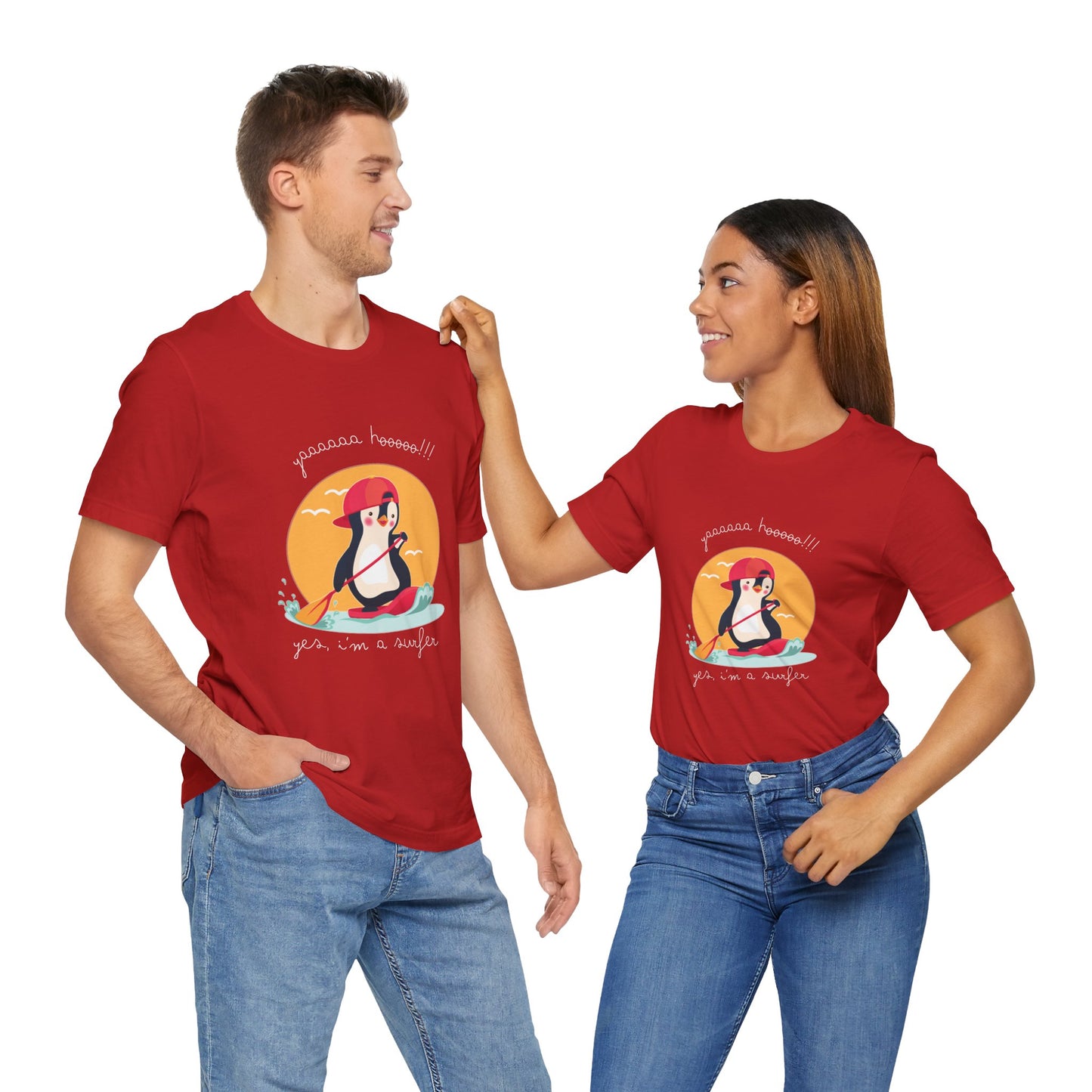 Cute Penguin Surfing Tee, Unisex