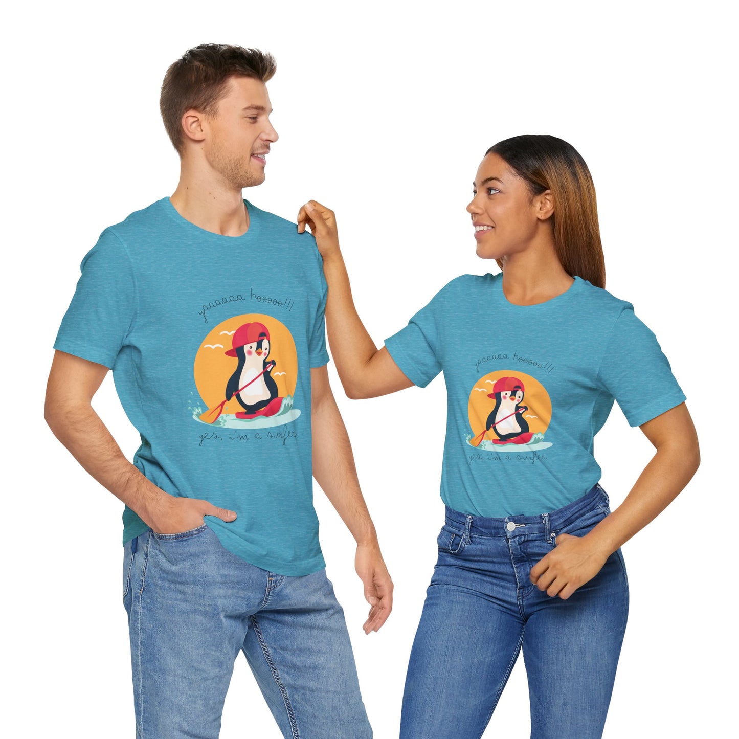 Cute Penguin Surfing Tee, Unisex